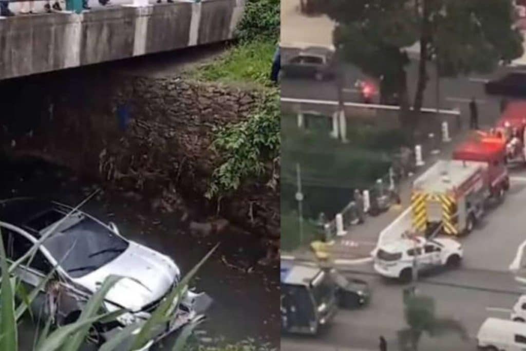 Carros caem em córrego após batida em Osasco