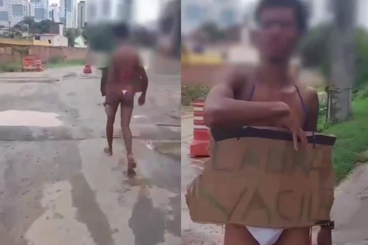 Homem E Obrigado A Desfilar De Calcinha Fio Dental Ao Tentar Furtar Moto Na Quebrada