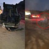 Carro Capota De Madrugada Na Lívio Tagliassachi  Em São Roque Após Acidente Com Boi Branco