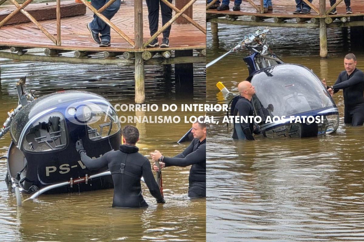 Helicóptero Que Caiu Em São Roque É Retirado De Lago De Pesqueiro Barbacoa Fishing
